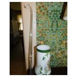 GLASS PAINTED VASE 10 1/2" H WITH WOMAN LOOKING