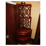 CORNER CHERRY STAND WITH CENTER DRAWER