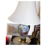 ORIENTAL LAMP WITH BRASS BASE