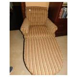 STRIPPED ARM CHAIR WITH OTTOMAN CLEAN