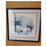 MOSS FRAMED PRINT ICESKATING ON THE LAKE