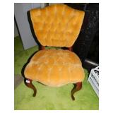 VICTORIAN TUFTED BACK CHAIR TURNED LEGES