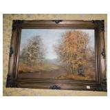 CREEK SIDE SCENE ON CANVAS IN WOOD FRAME
