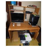 STAND AND COMPUTER DESK (CONTENTS ON TOP