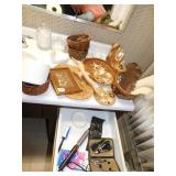 CURLING IRON, SHELLS, BASKETS, ETC.