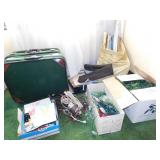 2 LIKE NEW SUITCASES, WRAPPING PAPER ETC.