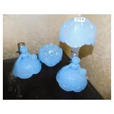 GLASS PAIR OF FIGURAL LAMPS SHADE CLIPS ON BULB