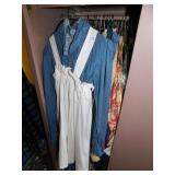 GROUP OF CLOTHING IN METAL CABINET INCL. VINTAGE