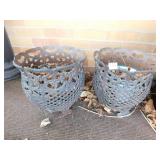 TWO CAST IRON PLANTERS