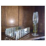 MIRRORED GUEST TOWEL HOLDER, VASELINE VASE, TIFFAY
