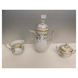HEREND TEAPOT 9" TALL; CREAMER; SUGAR