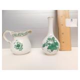 HEREND MINIATURE PITCHER 3.5" & VASE 2.5"