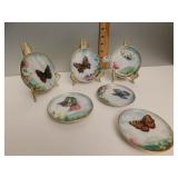 KAISER HAND PAINTED BUTTERFLY DISHES GROUP OF 6;
