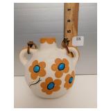 ACOMA POT HAND PAINTED WITH LEATHER DÉCOR; 4"