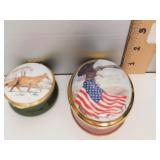 STAFFORDSHIRE & BOEHM COVERED TRINKET BOXES;