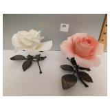 2 BOEHM FLOWERS METAL BASE PORCELAIN FLOWERS; 1