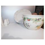 PFALTZGRAFF: BOWL; SALT & PEPPER PLATTER & CUPS