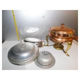 COPPER & BRASS CHAUFING DISH; ALUMINUM SERVING