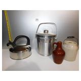 ICE BUCKET MADE IN ITALY; WHISTLING TEA POT;