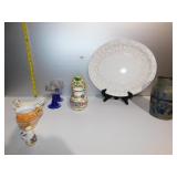 TILLY GRAY CROCK 7"; GERMAN SCHMIT SOHNE GLASSES;