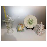 COVERED COMPOTE; GARDEN CLOCK; LENOX PLATE;