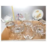 14 ICE TEA GLASSES; FROSTED SERVING BOWLS;