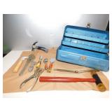 TOOL BOX WITH 2 DRAWERS, RULER, ETC.