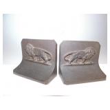 CAST IRON LION BOOK ENDS