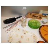 HAND PAINTED DOUBLE HANDED DISH, 6 GREEN