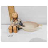 GOEBEL ASHTRAY; GIRL KNITTING; MEASURES 3" TALL X