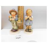 GOEBEL; 2 FIGURINES; GIRL HOLDING FLOWER & BOY