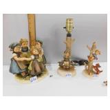 GOEBEL 3 PIECES; ALL SMALL DAMAGE, LAMP TOP OF