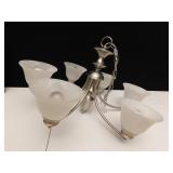 NICKEL FINISH 26" ACROSS FROSTED GLASS SHADES