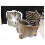 MOP BUCK W/ WRINGER AND BOX FAN