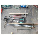 TIRE PUMP, CROW BAR, PITCH FORK