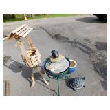 FOUNTAIN, TURTLE, VASE, WOOD WELL