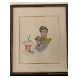 Ink drawing "Free Speech" -"Red Records" by Glock