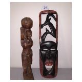 Wood wood Woman with basket on head 14" H & Carved