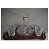 Waterford tumblers 4 Serving tray & decanter