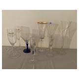 Assortment of glasses including Champagne and
