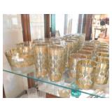 Culver 22 K gold bowl with tongs & 8 ice tea