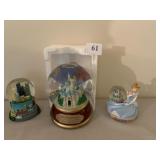3 Disney Snow Globe and 1 Chicago Snow Globe