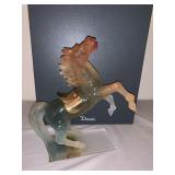 Daum crystal horse 10" H x 9" Frosted glass 1999