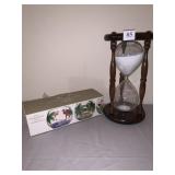 Hour glass wood frame 12" H and Votive Candle