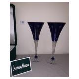 Neiman Marcus Colbolt Champagne etched glasses