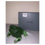 Lalique Green frog 3" H x 4" W with original box