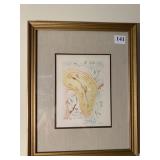 Salvador Dali mixed media etching overlaid with