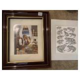 Wood frame with 2 prints 19"h x 15" w doctor and