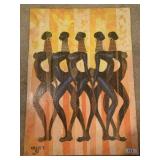 Gist - Africian woman on board Signed Lower Left