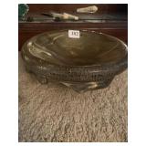 Art glass bowl 11 1/2" x 3 1/2" H Gold with specks